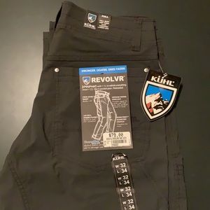 Kuhl Men’s Revolvr Pants 32w/34l NWT Gray active wear outdoorsmen hiking/work